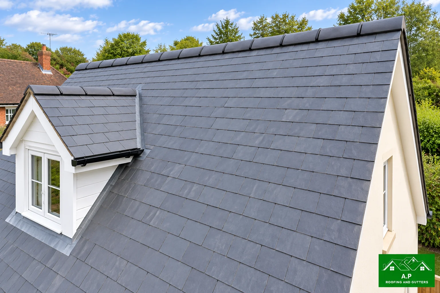 The slate surface and simple ridge line in closer detail