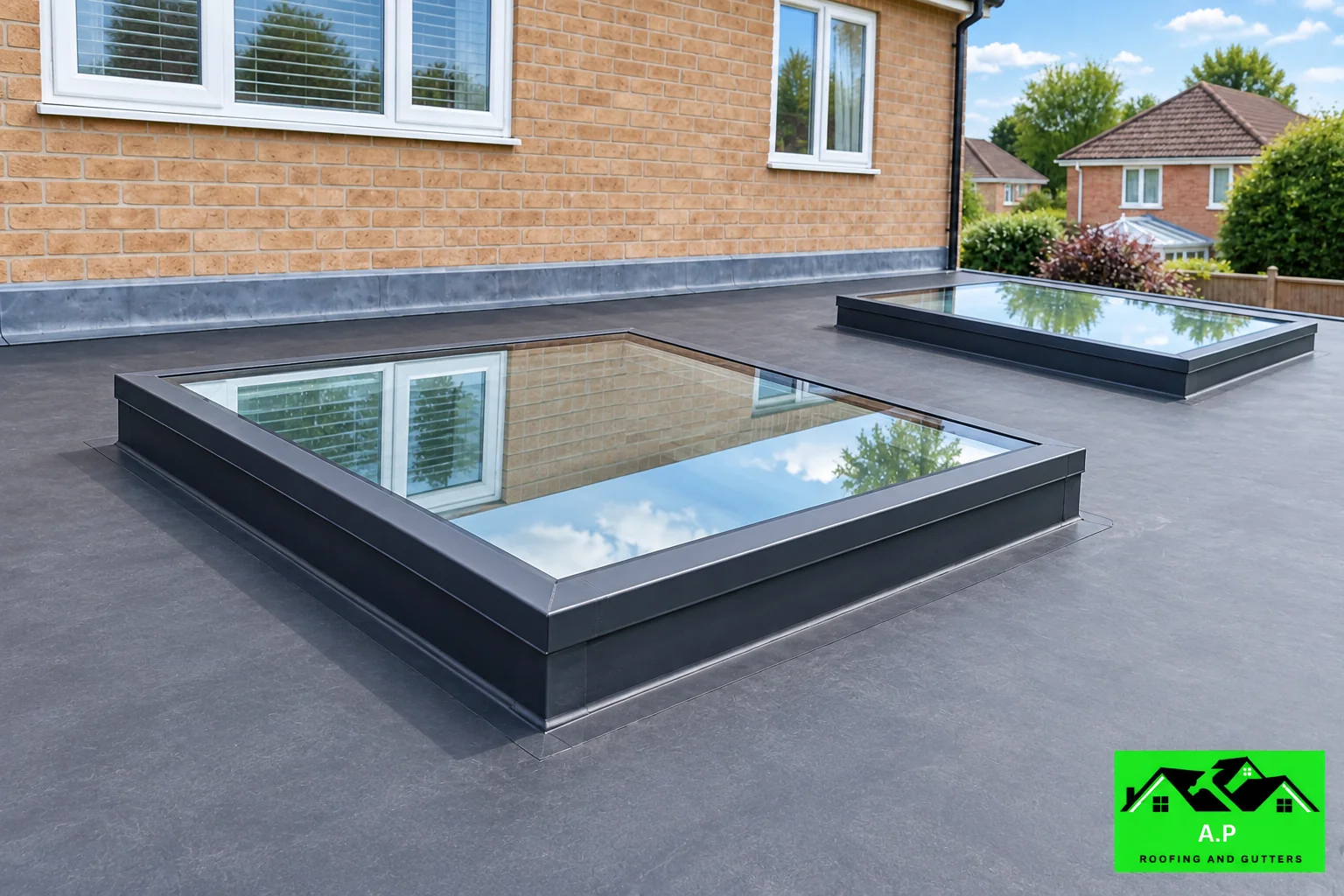 EPDM weathering around a rooflight kerb